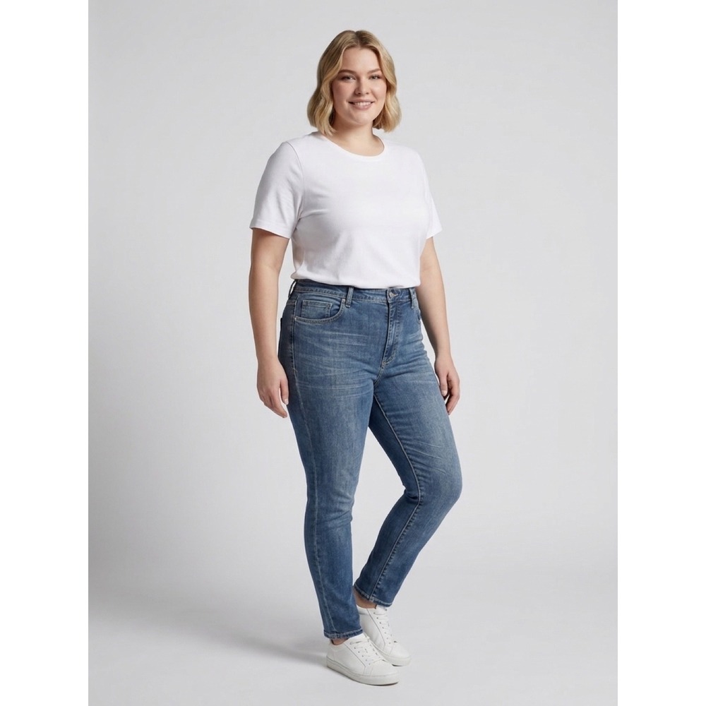 Pilcro and the Letterpress Superscript High Rise Straight Leg Jeans Blue Size 30 - Picture 1 of 10